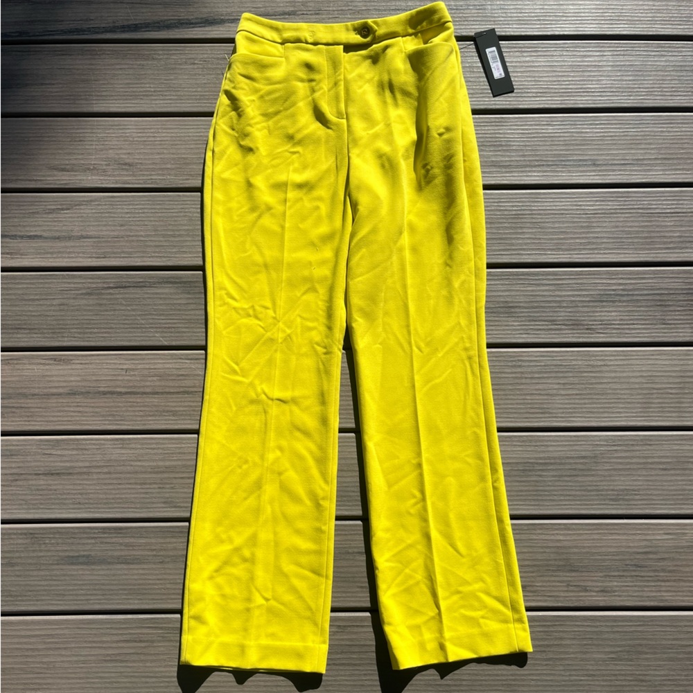Donna Karen NY; NWT; Bright Yellow Trousers; Button & Zipper Closure; Womens 6